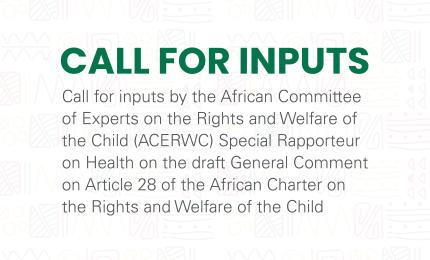 Call for Inputs by the ACERWC Special Rapporteur on Health on the draft General Comment on Article 28 of the African Charter on the Rights and Welfare of the Child